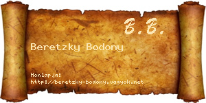 Beretzky Bodony névjegykártya